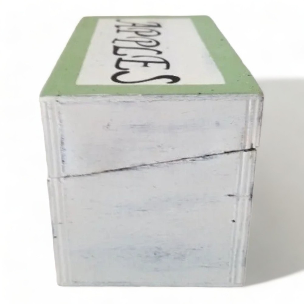 Apples Wooden Cart Recipe Box Chest Container Hinged Lid Decoration - Picture 6 of 6